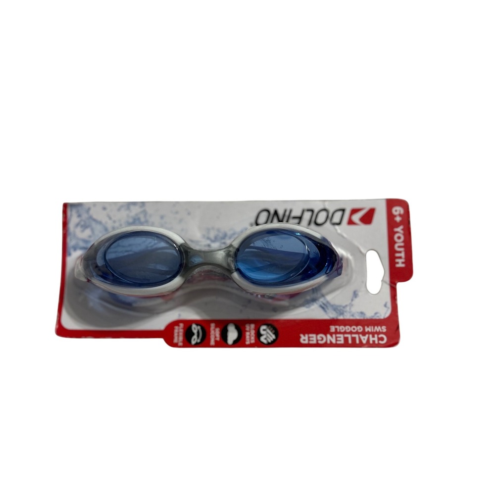 Dolfino Challenger Youth‎ Swim Goggles Blue Flexible Frame UV Protection